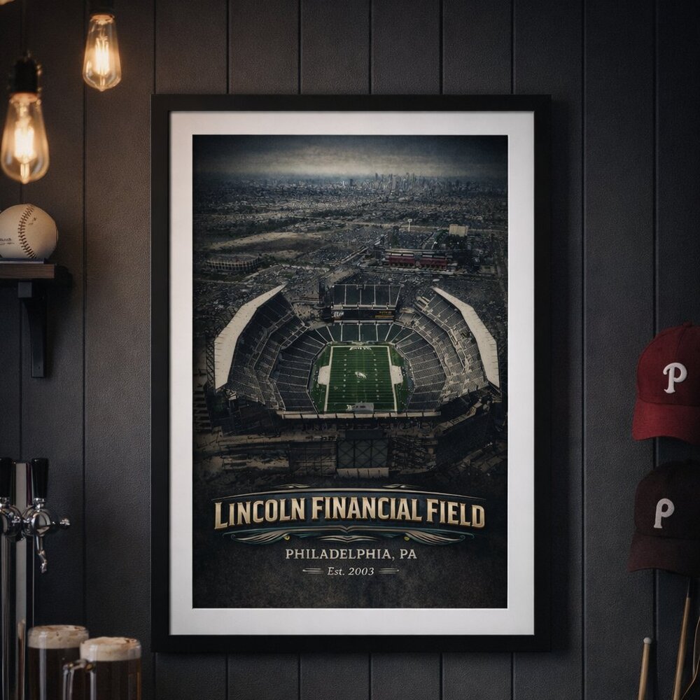Lincoln Financial Field Philadelphia Eagles Framed Wall Art 13x19 | Black Frame